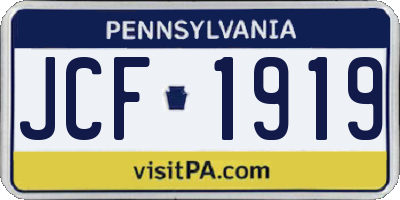 PA license plate JCF1919
