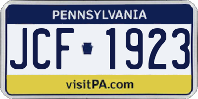 PA license plate JCF1923
