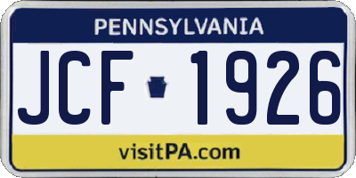 PA license plate JCF1926