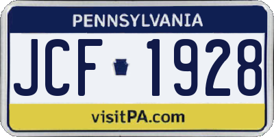 PA license plate JCF1928