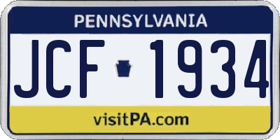 PA license plate JCF1934