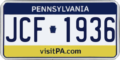 PA license plate JCF1936