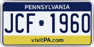 PA license plate JCF1960