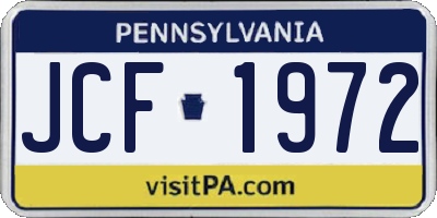 PA license plate JCF1972
