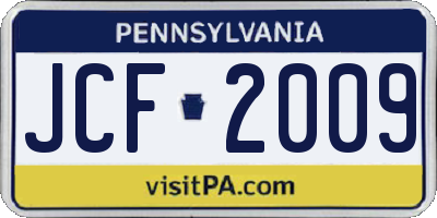 PA license plate JCF2009