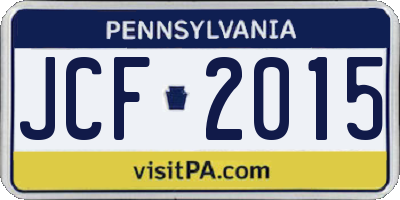 PA license plate JCF2015
