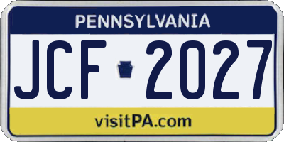 PA license plate JCF2027