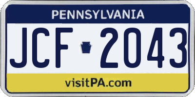 PA license plate JCF2043
