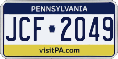 PA license plate JCF2049
