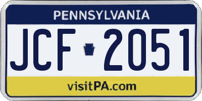 PA license plate JCF2051