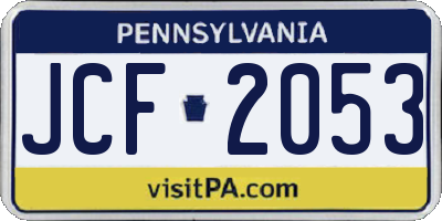 PA license plate JCF2053