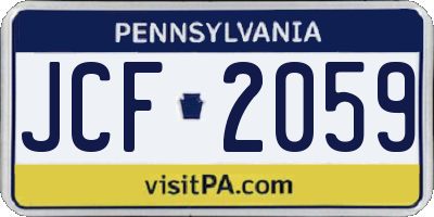 PA license plate JCF2059