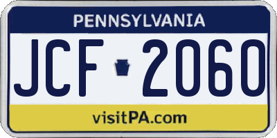 PA license plate JCF2060