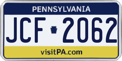 PA license plate JCF2062