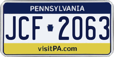 PA license plate JCF2063