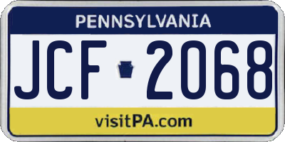 PA license plate JCF2068