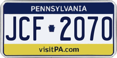 PA license plate JCF2070