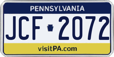 PA license plate JCF2072