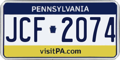 PA license plate JCF2074