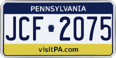 PA license plate JCF2075