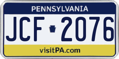 PA license plate JCF2076