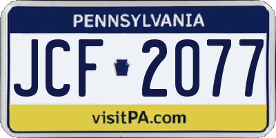 PA license plate JCF2077
