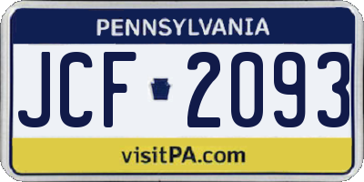 PA license plate JCF2093
