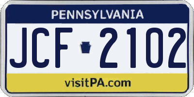 PA license plate JCF2102