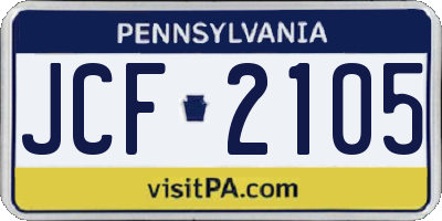 PA license plate JCF2105
