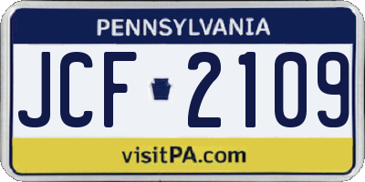 PA license plate JCF2109