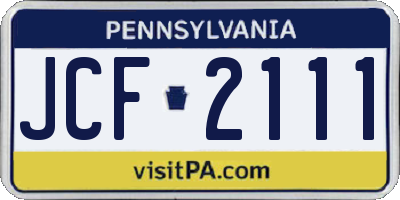 PA license plate JCF2111