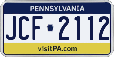 PA license plate JCF2112