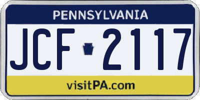 PA license plate JCF2117