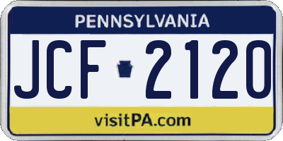 PA license plate JCF2120