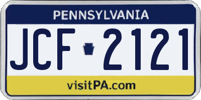 PA license plate JCF2121