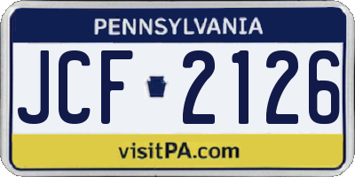 PA license plate JCF2126