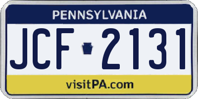 PA license plate JCF2131