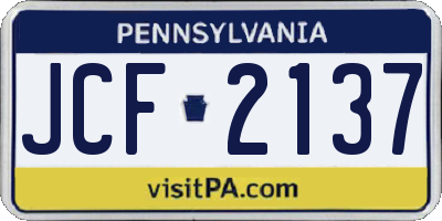 PA license plate JCF2137