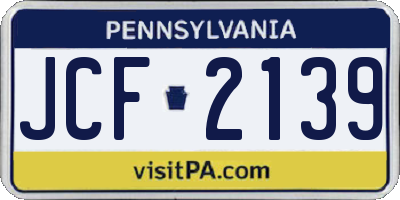 PA license plate JCF2139