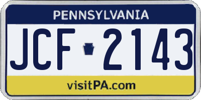 PA license plate JCF2143