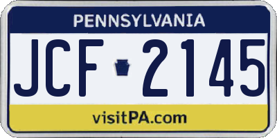 PA license plate JCF2145