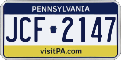 PA license plate JCF2147