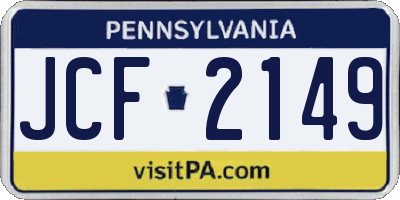 PA license plate JCF2149