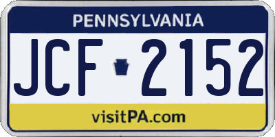 PA license plate JCF2152