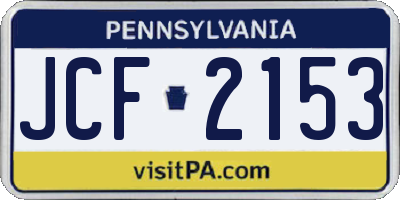 PA license plate JCF2153
