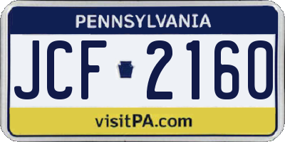 PA license plate JCF2160