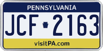PA license plate JCF2163