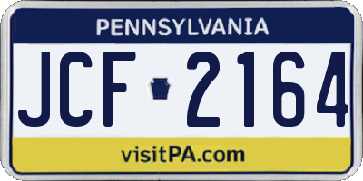 PA license plate JCF2164