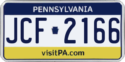PA license plate JCF2166