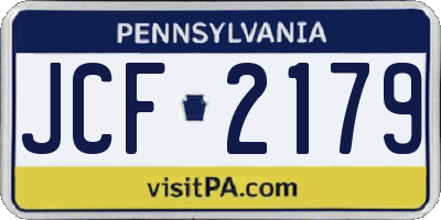 PA license plate JCF2179